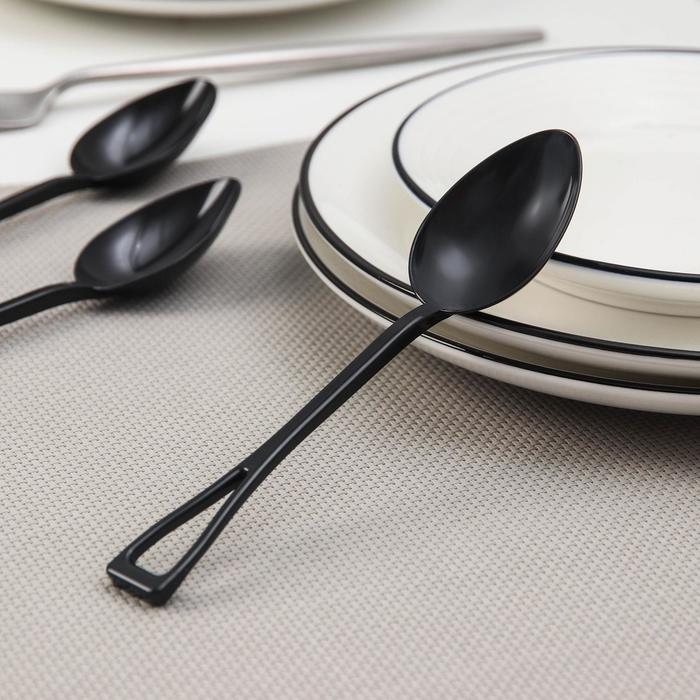фото Ложка одноразовая столовая, 15 см, 25 шт/уп, цвет чёрный