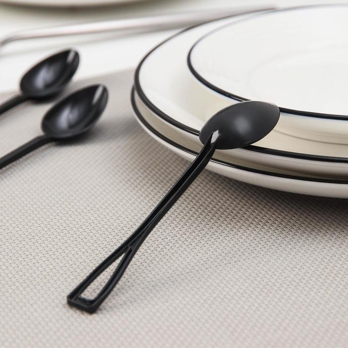 Ложка одноразовая чайная, 12,5 см, цвет чёрный 
Ложка одноразовая чайная, 12,5 см, цвет чёрный