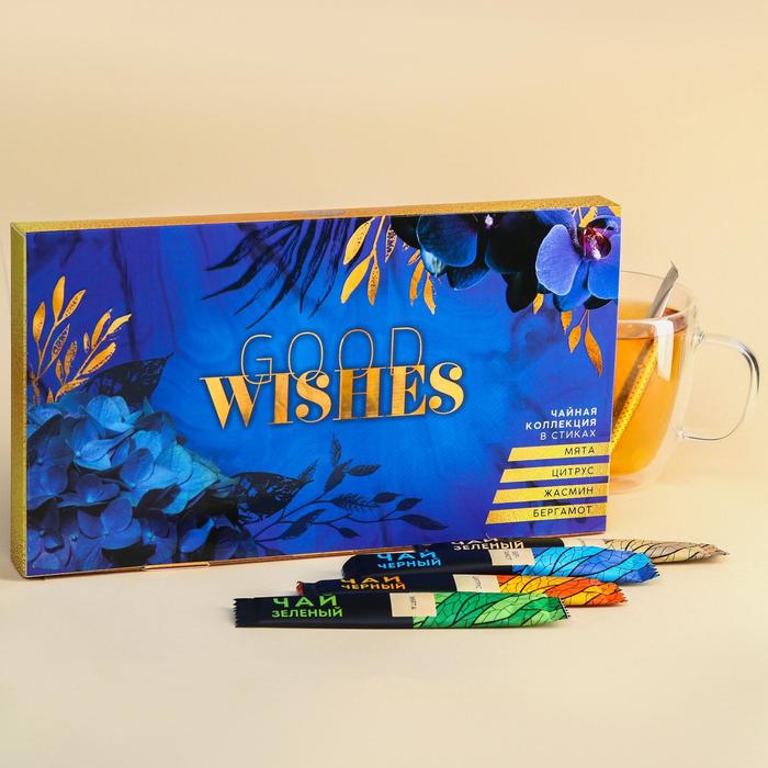 Коллекция чёрного и зелёного чая в стиках Good wishes: мята, цитрус, жасмин, бергамот, 2 г. х 24 шт.
Коллекция чёрного и зелёного чая в стиках Good wishes: мята, цитрус, жасмин, бергамот, 2 г. х 24 шт.