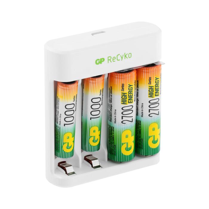 Зарядное устройство GP U411 + 4 аккумулятора AA/AAA 2700/1000 мАч, белое
Зарядное устройство GP U411 + 4 аккумулятора AA/AAA 2700/1000 мАч, белое