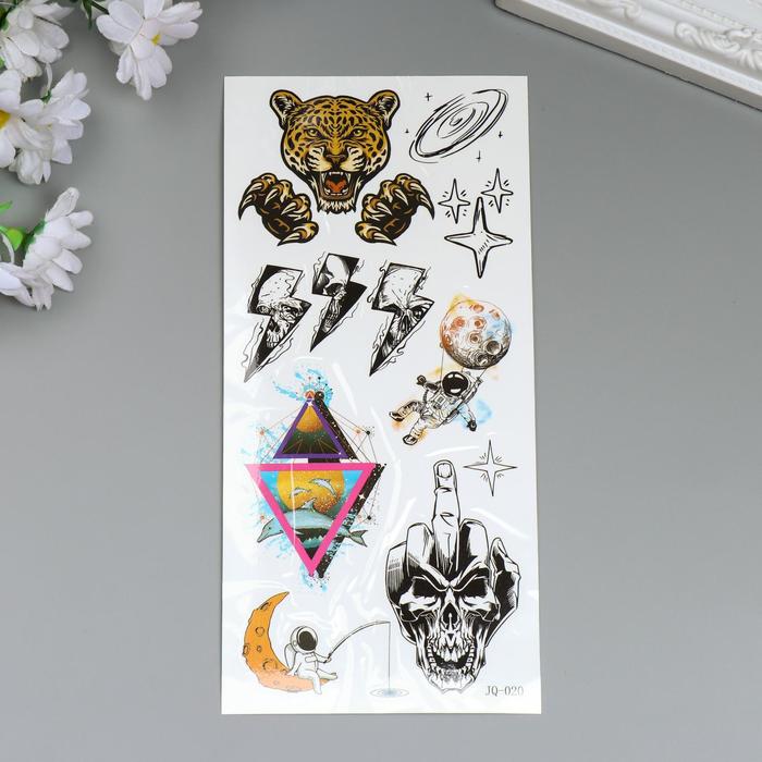 Татуировка на тело чёрная с цветом "Космос и леопард" 19х9 см
Татуировка на тело чёрная с цветом "Космос и леопард" 19х9 см