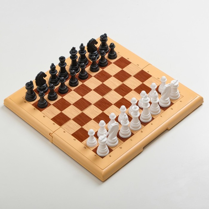 фото Шахматы 32 х 32 см, доска и фигуры пластик, h-от 4 до 7 см, d-2.6 см, поле для нард десятое королевство