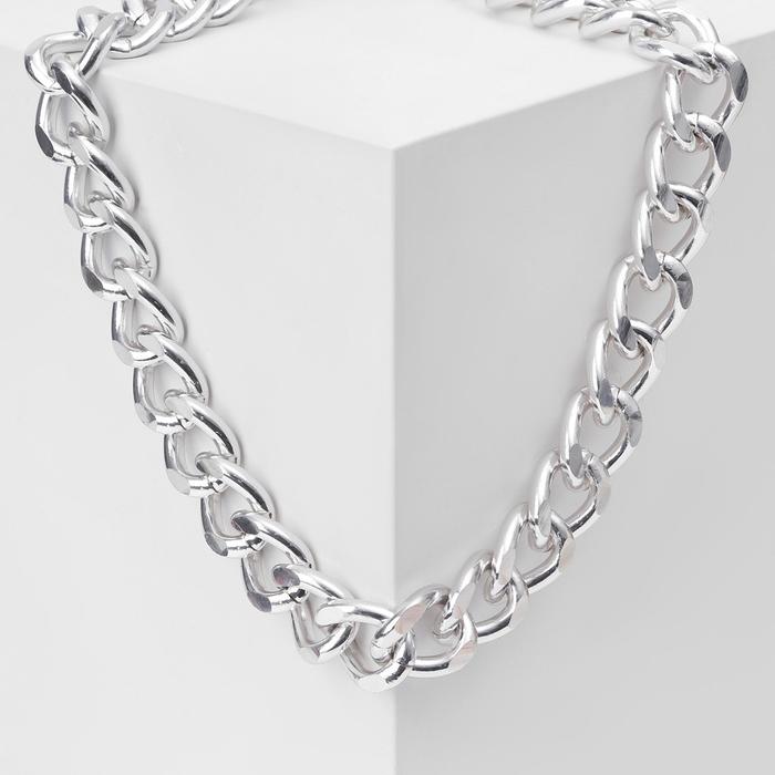 Колье "Цепь голден" грань, цвет серебро, 45см 
Колье "Цепь голден" грань, цвет серебро, 45см