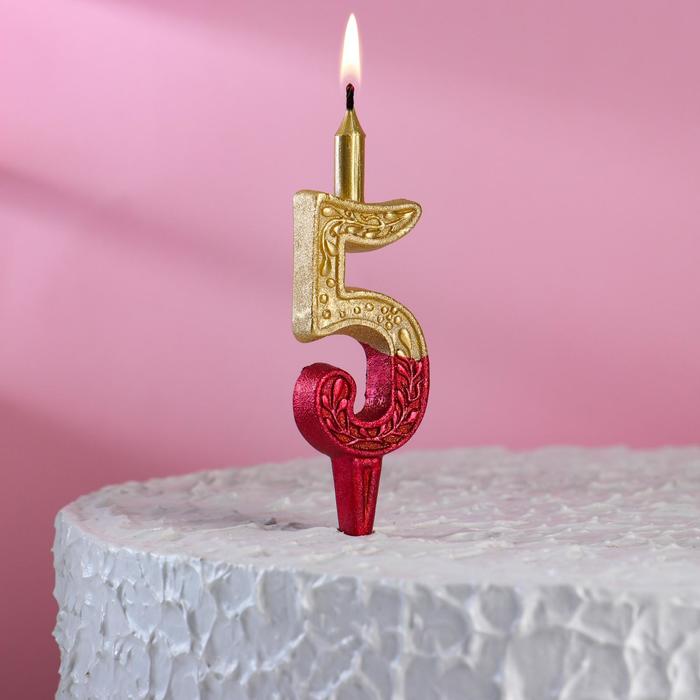 Свеча для торта "Рубиново-золотой узор", 12.5 см, цифра "5" 
Свеча для торта "Рубиново-золотой узор", 12.5 см, цифра "5"