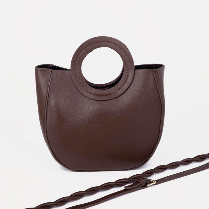 Сумка женская, отдел на молнии, 2 отдела на кнопке, цвет тёмно-коричневый 
Сумка женская, отдел на молнии, 2 отдела на кнопке, цвет тёмно-коричневый