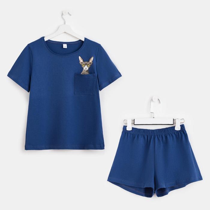 Пижама женская (футболка, шорты) цвет индиго, размер 52
Пижама женская (футболка, шорты) цвет индиго, размер 52