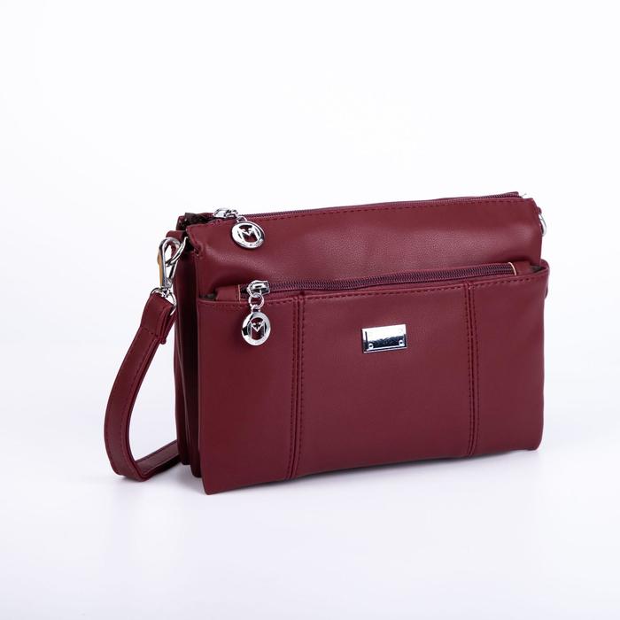 Сумка женская, 3 отдела на молнии, 2 наружных кармана, длинный ремень, цвет бордовый
Сумка женская, 3 отдела на молнии, 2 наружных кармана, длинный ремень, цвет бордовый