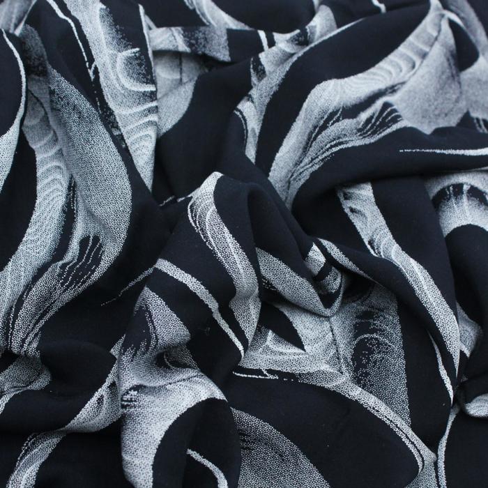 Ткань плательная, штапель набив, ширина 150 см, цвет чёрный