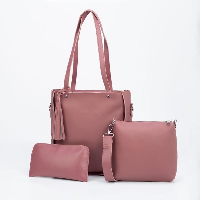 Набор сумок, отдел на молнии, цвет розовый 
Набор сумок, отдел на молнии, цвет розовый