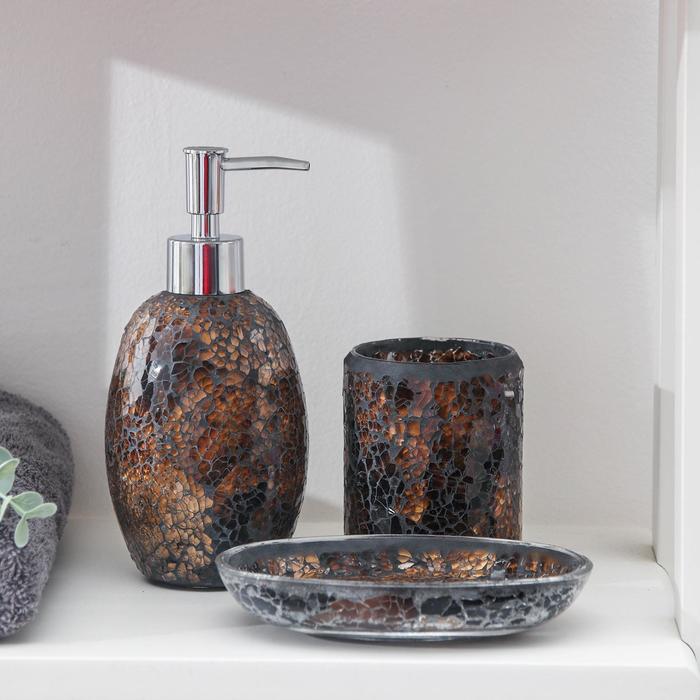 Набор аксессуаров для ванной комнаты «Зазеркалье», 3 предмета (дозатор 370 мл, мыльница, стакан), цвет янтарь
Набор аксессуаров для ванной комнаты «Зазеркалье», 3 предмета (дозатор 370 мл, мыльница, стакан), цвет янтарь