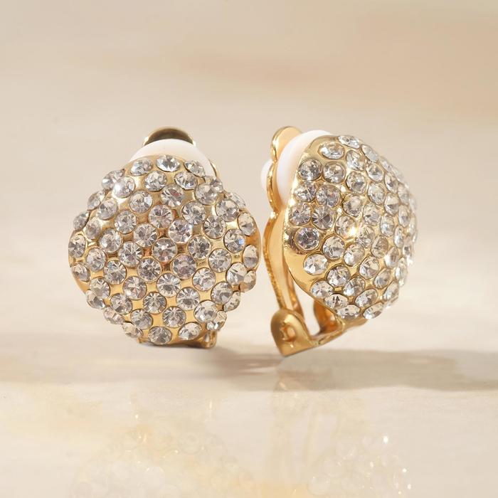 Клипсы со стразами "Голливуд" ромб, цвет белый в золоте
Клипсы со стразами "Голливуд" ромб, цвет белый в золоте