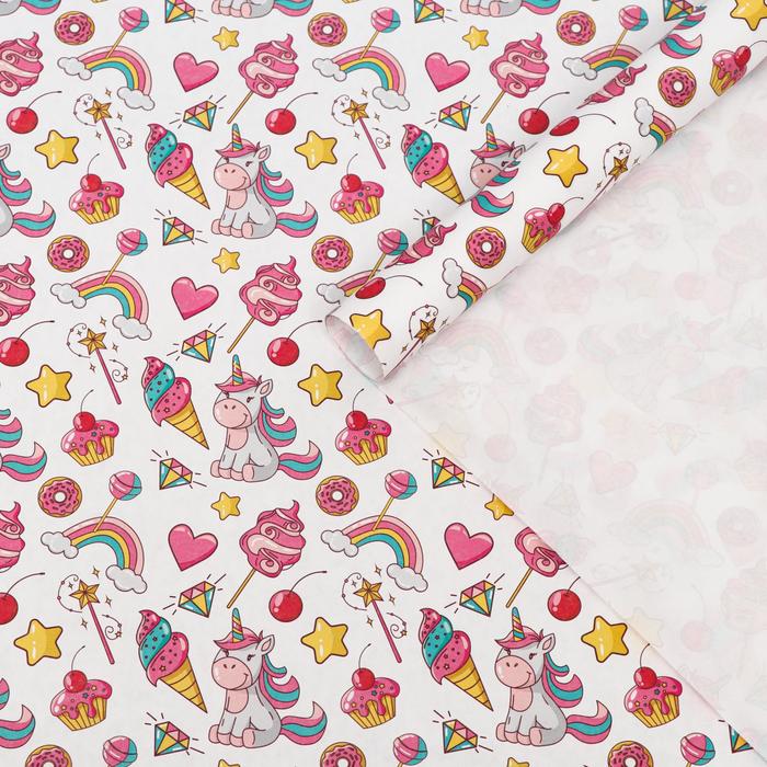 Набор бумаги упаковочной "Единорожки", 50 × 70 см, 2 листа
Набор бумаги упаковочной "Единорожки", 50 × 70 см, 2 листа