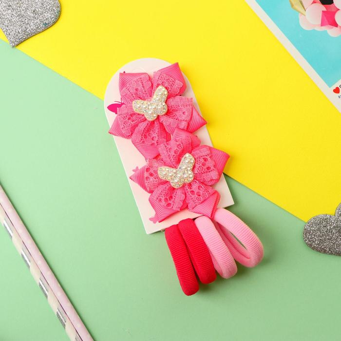 Набор для волос "Мишель" (4 резинки, 2 зажима) бабочки кружево, розовый
Набор для волос "Мишель" (4 резинки, 2 зажима) бабочки кружево, розовый