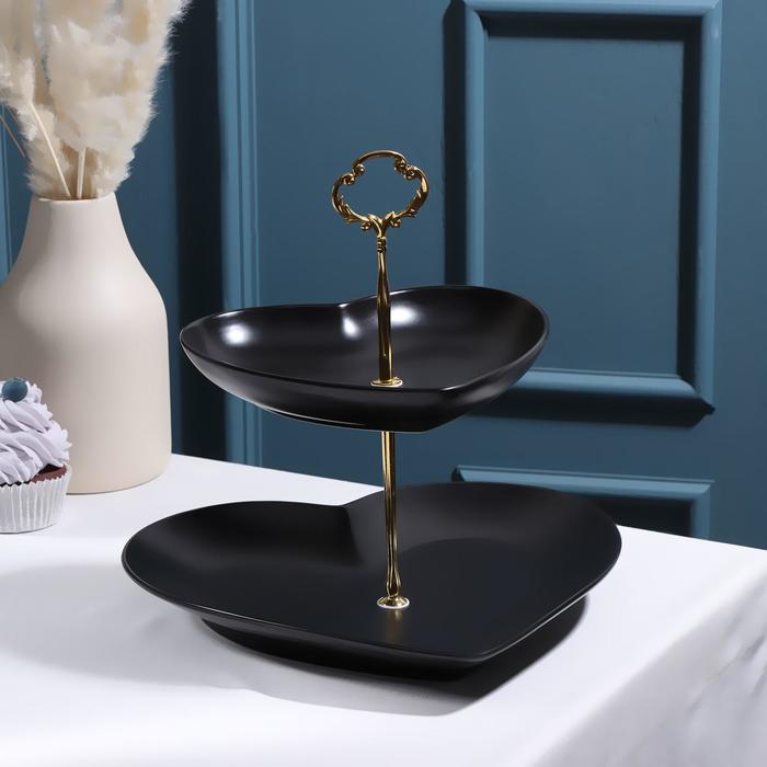 Блюдо 2-х ярусное «Сердца», 19×18/26×25 см, цвет чёрный
Блюдо 2-х ярусное «Сердца», 19×18/26×25 см, цвет чёрный