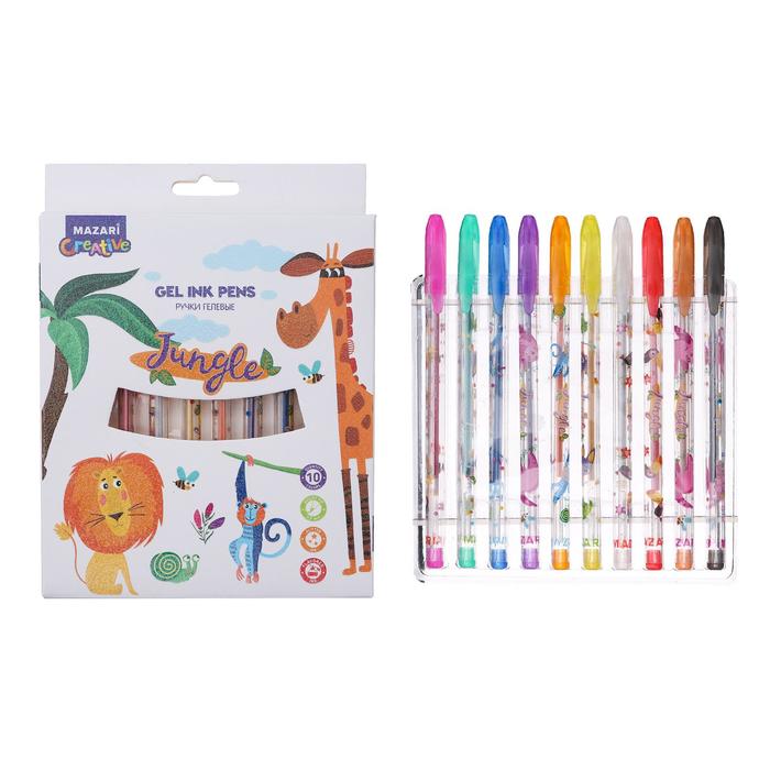 Набор гелевых ручек Mazari Jungle, 10 цветов, с блёстками
Набор гелевых ручек Mazari Jungle, 10 цветов, с блёстками
