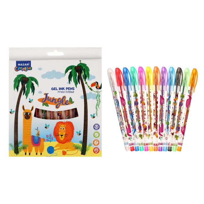 Набор гелевых ручек Mazari Jungle, 12 цветов, с блёстками
Набор гелевых ручек Mazari Jungle, 12 цветов, с блёстками