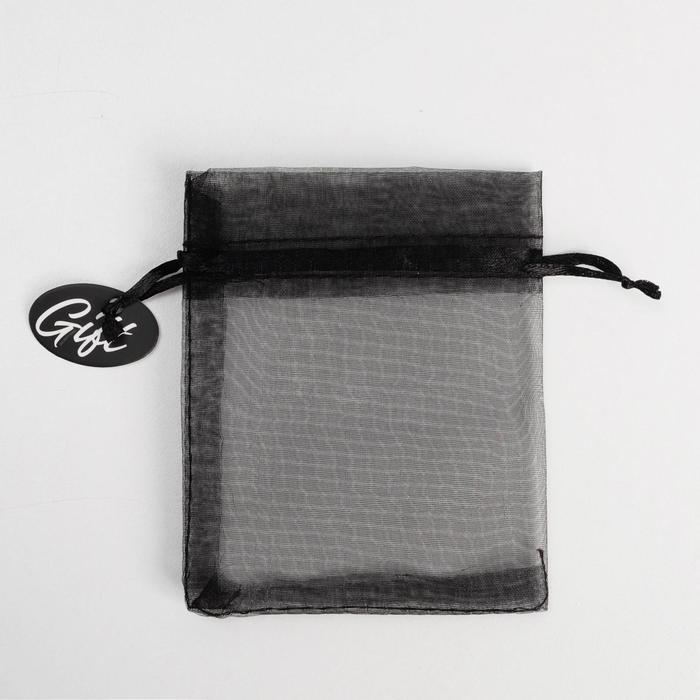 фото Мешочек подарочный органза черный «подарок», с шильдиком, 10 х 12 см +/- 1.5 см дарите счастье