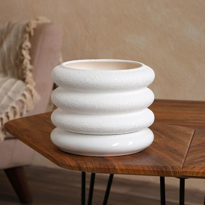 Горшок для цветов "Кольцо", белый, шелк, керамика, 3.2 л
Горшок для цветов "Кольцо", белый, шелк, керамика, 3.2 л