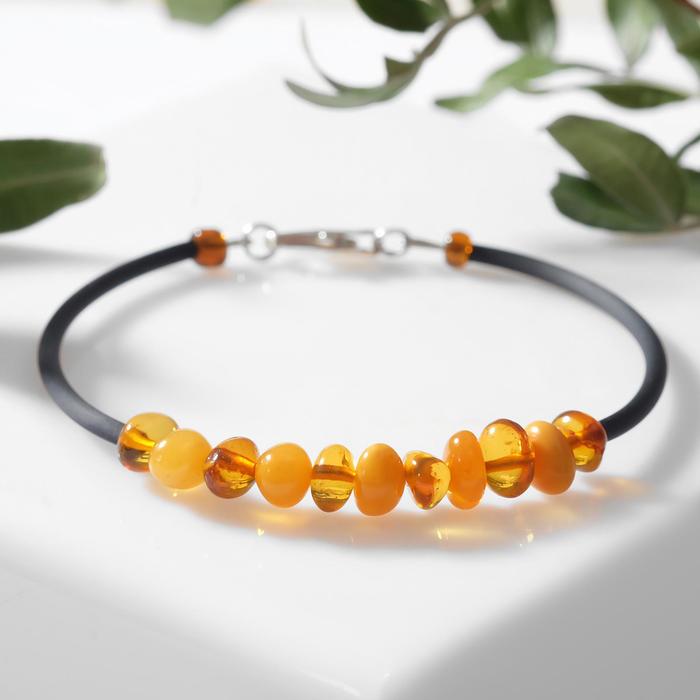 Браслет "Янтарь" на тросе, шайба, цвет МИКС