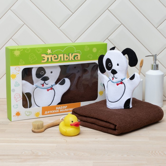 Набор для купания «Собачка» полотенце 70*130 см с мочалкой
Набор для купания «Собачка» полотенце 70*130 см с мочалкой