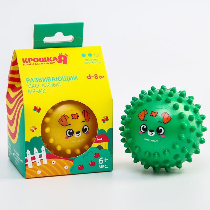 Развивающий массажный мячик «Пёсик», средней жёсткости, d=8 см, цвет МИКС
Развивающий массажный мячик «Пёсик», средней жёсткости, d=8 см, цвет МИКС