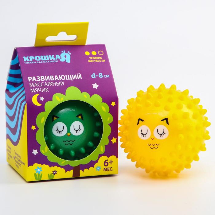 Развивающий массажный мячик «Совушка», средней жёсткости, цвет МИКС, d=8 см
Развивающий массажный мячик «Совушка», средней жёсткости, цвет МИКС, d=8 см