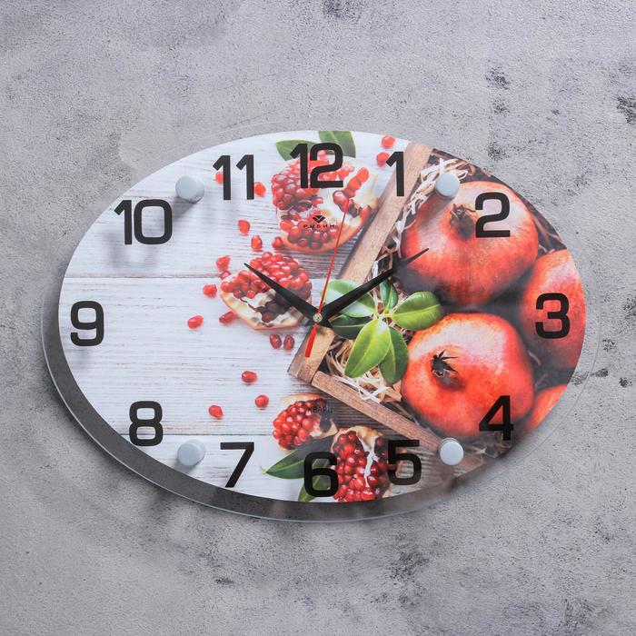 фото Часы настенные "гранаты", плавный ход, 1 шт аа, 35х25х5 см