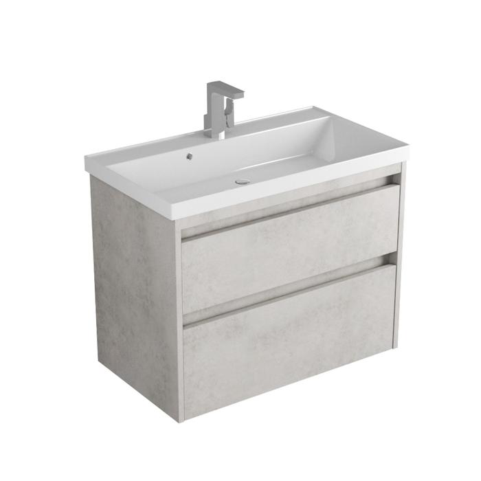 фото Тумба muskat 80 светлый камень с раковиной classic 80