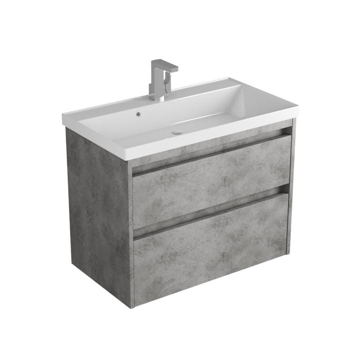 фото Тумба muskat 80 темный камень с раковиной classic 80