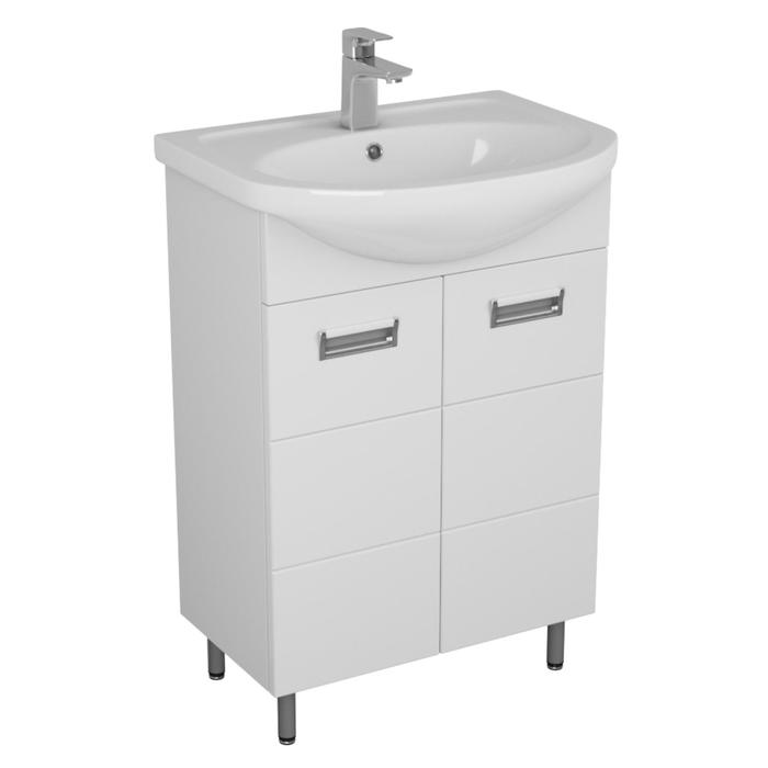 фото Тумба "рейн" с раковиной "уют" 55 см белая