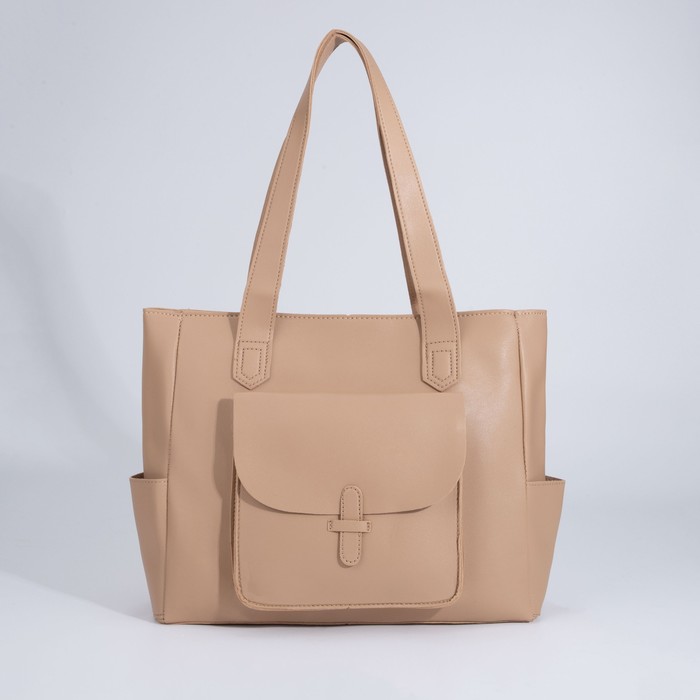 Сумка-тоут на молнии, цвет бежевый 
Сумка-тоут на молнии, цвет бежевый