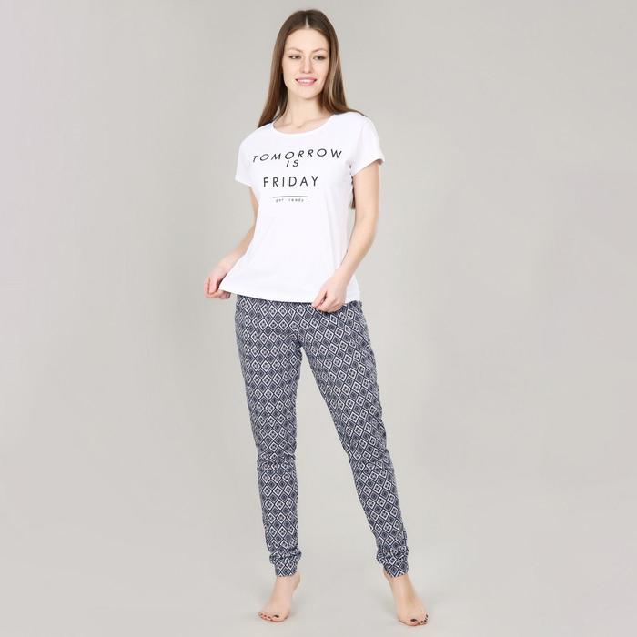 фото Костюм женский (футболка, брюки), цвет белый, размер 48 dianida
