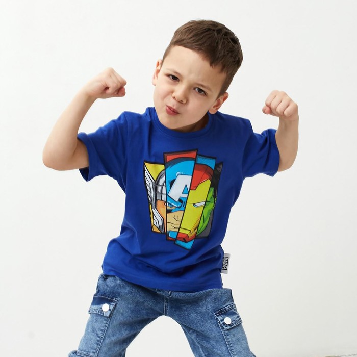 Футболка детская Мстители, рост 98-104, синий
Футболка детская Мстители, рост 98-104, синий