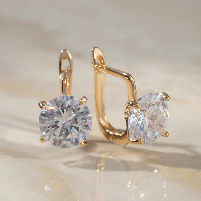 Серьги со стразами "Блум" малые, цвет белый в золоте 
Серьги со стразами "Блум" малые, цвет белый в золоте