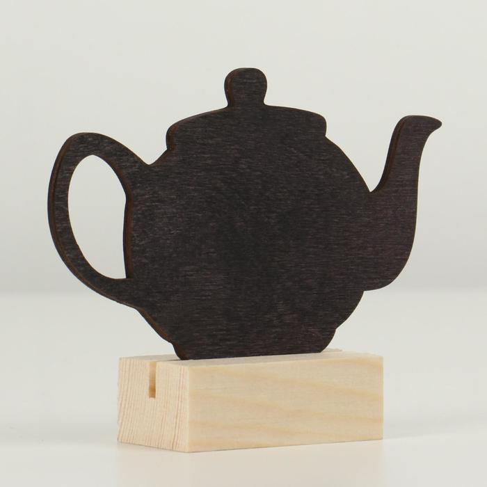 фото Меловой ценник на подставке "заварочный чайник", формат а7 (10.5×7.5 см)