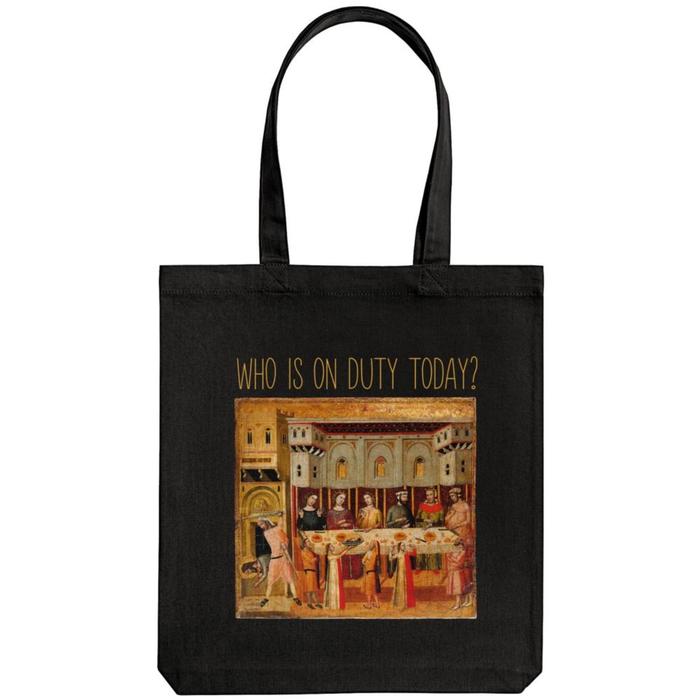 Холщовая сумка Who Is On Duty Today черная, 35х38х6 см, ручки: 54х2,5 см
Холщовая сумка Who Is On Duty Today черная, 35х38х6 см, ручки: 54х2,5 см