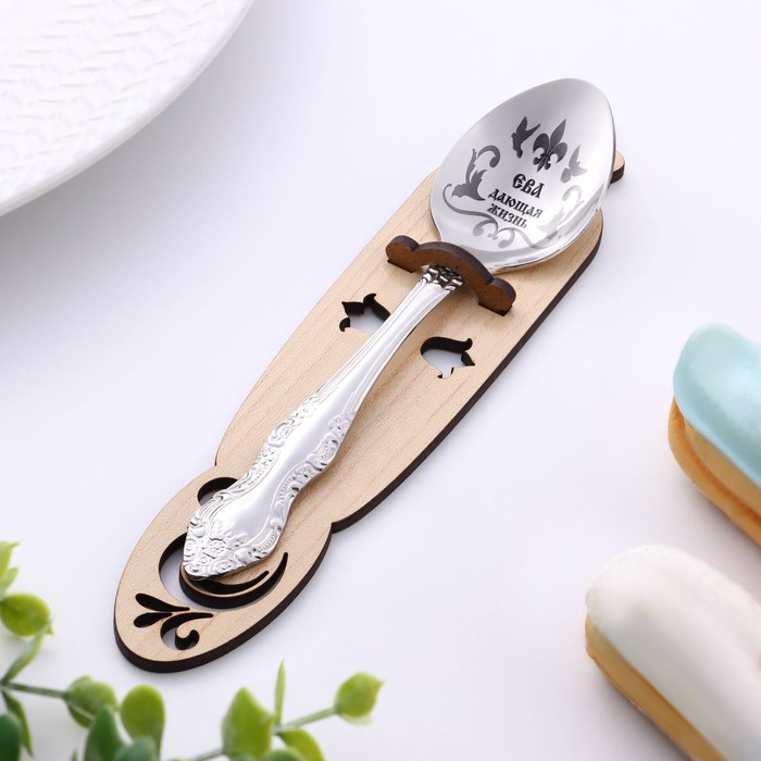 фото Ложка именная, чайная, с гравировкой "ева", h=14