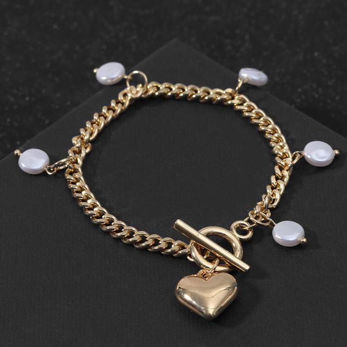 Браслет с жемчугом "Цепь" сердце объёмное с бусиной, цвет белый в золоте ,L=19см
Браслет с жемчугом "Цепь" сердце объёмное с бусиной, цвет белый в золоте ,L=19см
