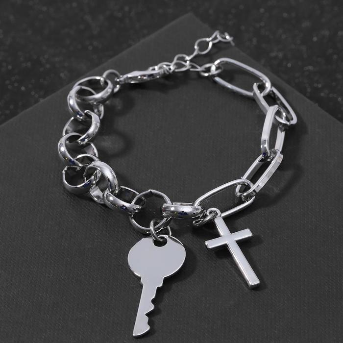 Браслет "Цепь" крестик с ключом, цвет серебро ,L=18см
Браслет "Цепь" крестик с ключом, цвет серебро ,L=18см