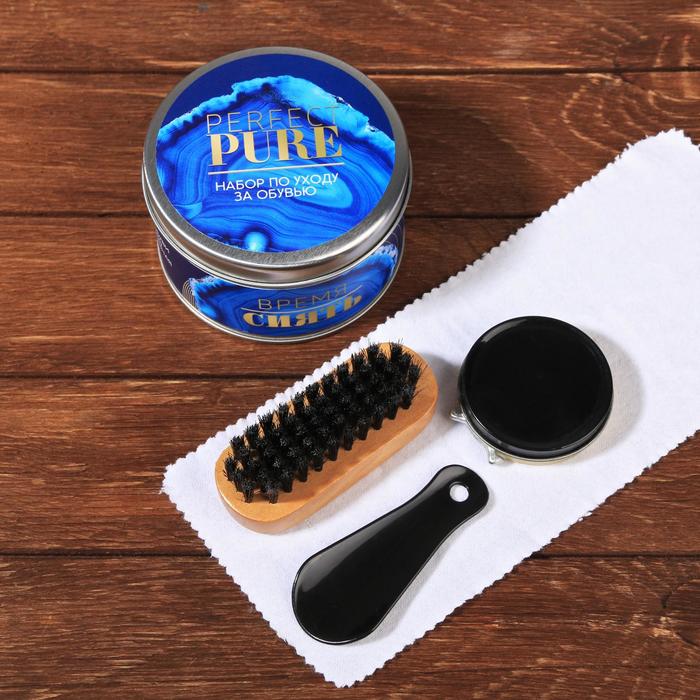 Набор по уходу за обувью "Perfect Pure", щетка, ложка, крем, салфетка
Набор по уходу за обувью "Perfect Pure", щетка, ложка, крем, салфетка