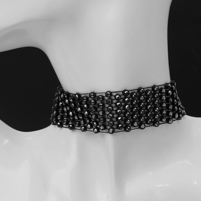 Чокер "Сетка" со стразами, цвет серый в чёрном ,L=32см 
Чокер "Сетка" со стразами, цвет серый в чёрном ,L=32см