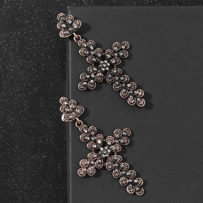 Серьги со стразами "Крест" ажур, цвет серый в чернёном золоте
Серьги со стразами "Крест" ажур, цвет серый в чернёном золоте