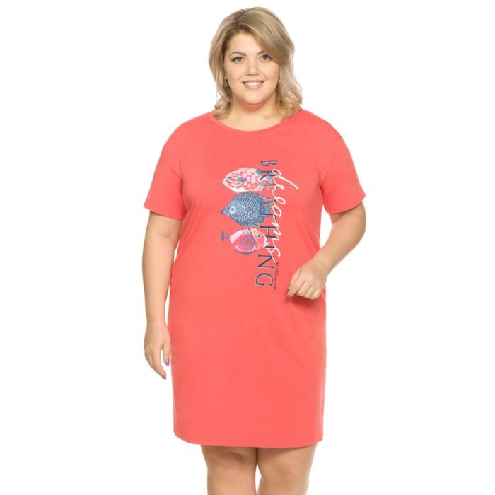 фото Платье-футболка, размер xxl, цвет коралловый pelican