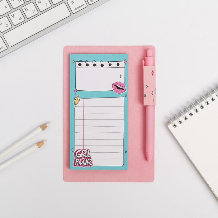 Стикеры с липким слоем и ручка "GRL PWR"
Стикеры с липким слоем и ручка "GRL PWR"