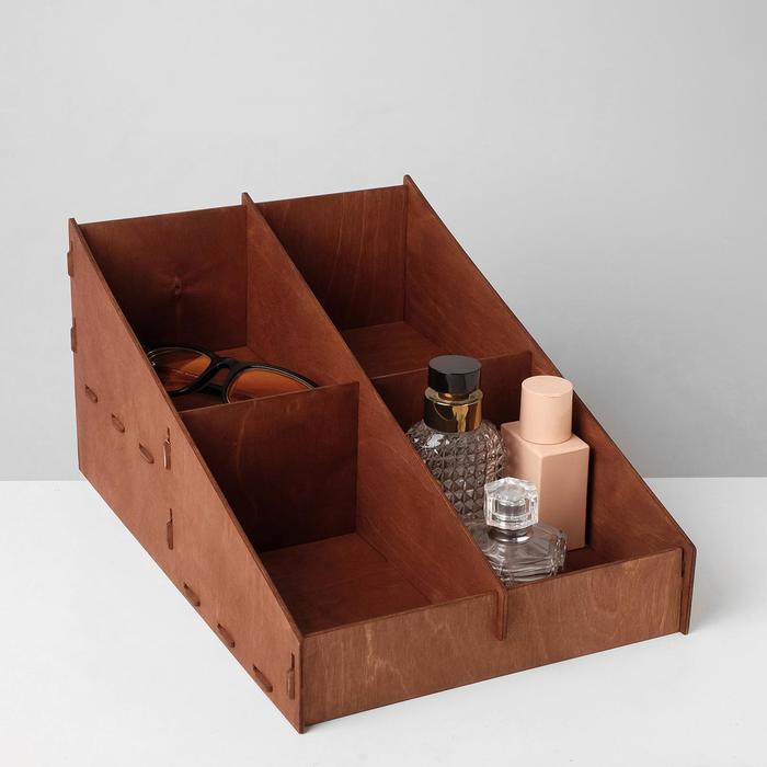 фото Органайзер 4 секции, 218*154*314, толщина 3мм, цвет коричневый