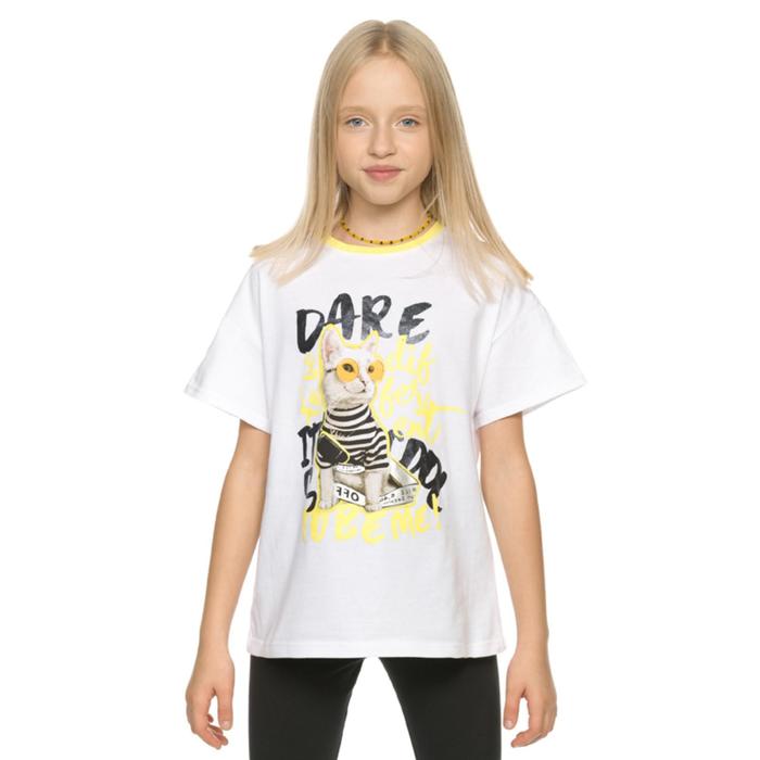 фото Футболка для девочек, рост 134 см, цвет белый pelican