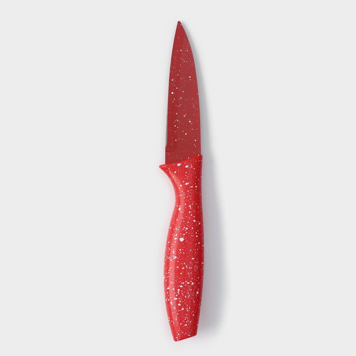фото Нож с антиналипающим покрытием доляна «зефир», для овощей, лезвие 9 см, цвет красный