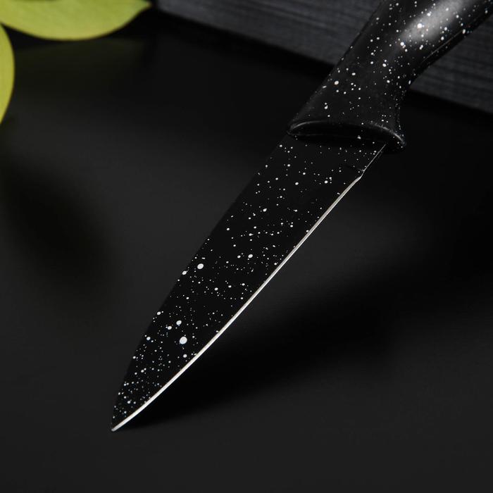 фото Нож с антиналипающим покрытием доляна «зефир», для овощей, лезвие 9 см, цвет чёрный