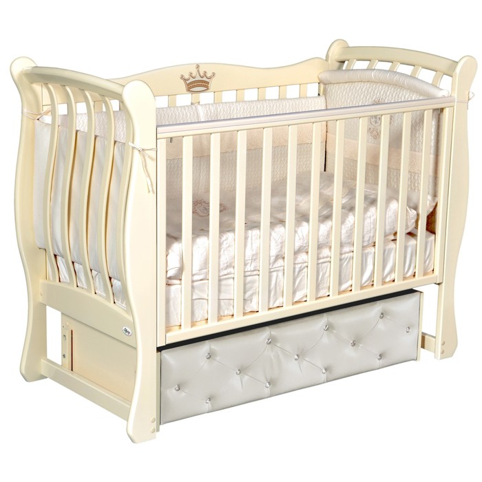 Кроватка Viana Elegance Premium, мягкий фасад, автостенка, маятник, цвет слоновая кость
Кроватка Viana Elegance Premium, мягкий фасад, автостенка, маятник, цвет слоновая кость