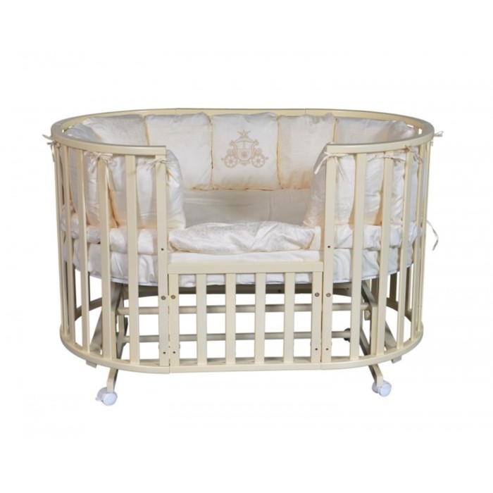 фото Кроватка betty 6 в 1, универсальный маятник, колесо, цвет слоновая кость palermo